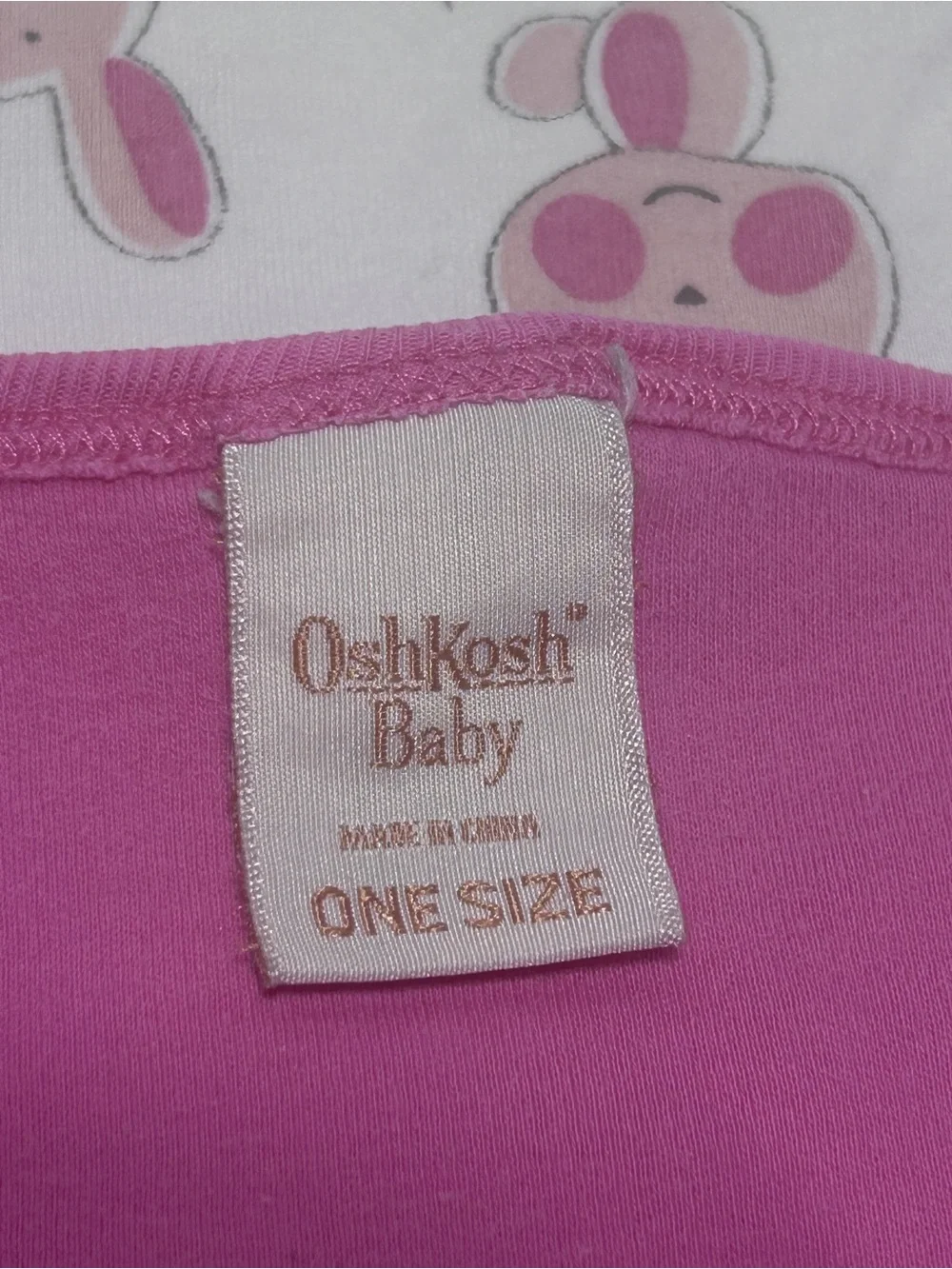 OshKosh Pink “Hop” Bunny cotton baby blanket Reversible
